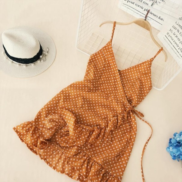 Vestido mini cruzado para senhora amarelo escuro