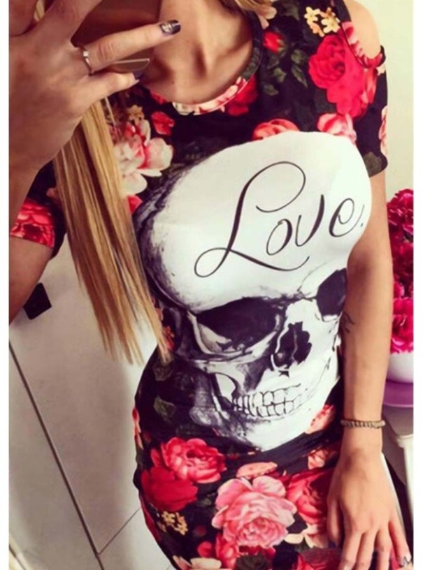 Vestido mini de manga corta para mujer L