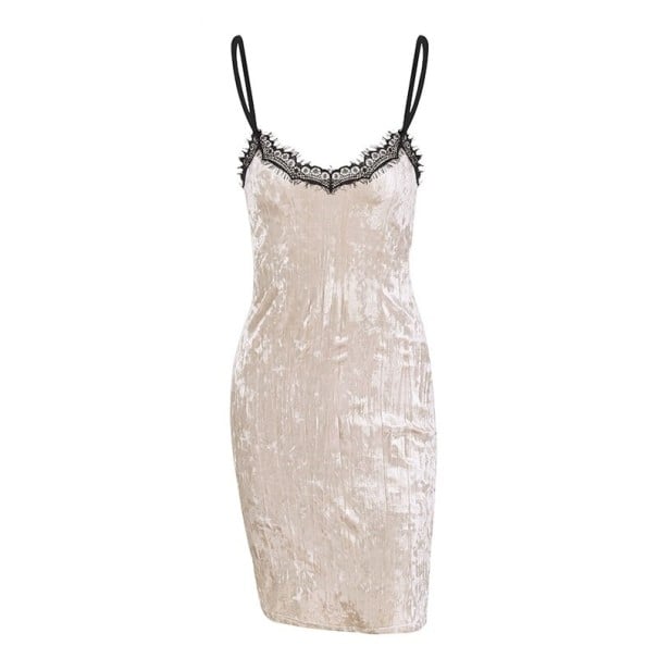 Vestido mini de veludo para senhora Nude M
