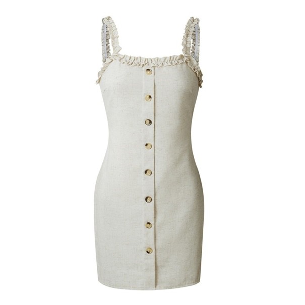 Vestido mini de verano para mujer A729 caqui XS