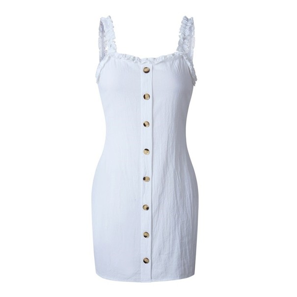 Vestido mini de verão para senhora A729 branco S