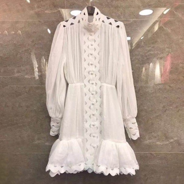 Vestido mini feminino de manga longa branco L