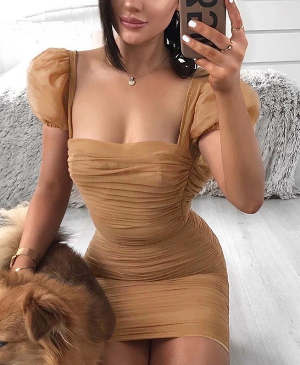 Vestido mini tubo beige M