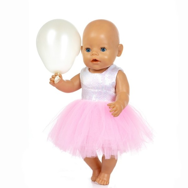 Vestido para muñeca con lentejuelas rosa