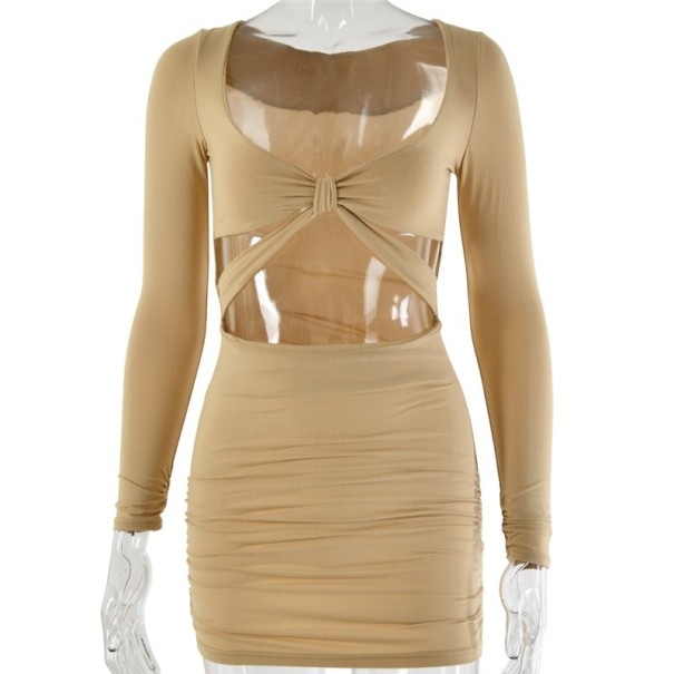 Vestido sexy elástico beige S