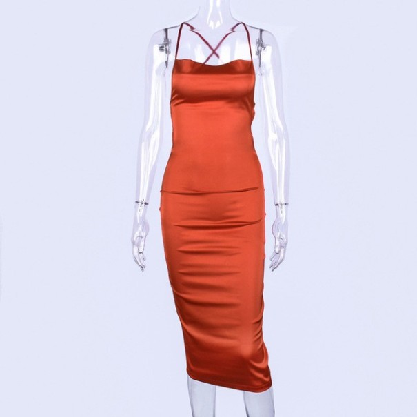Vestido sexy feminino com cordões coral M
