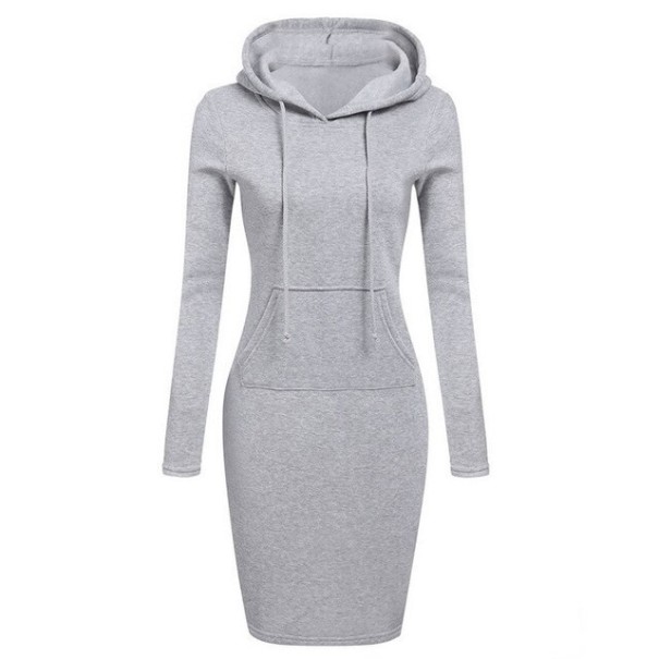 Vestido sudadera con capucha gris M