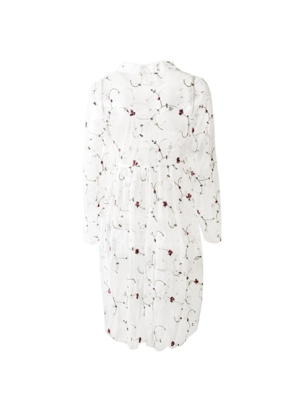 Vestido transparente de manga larga blanco L