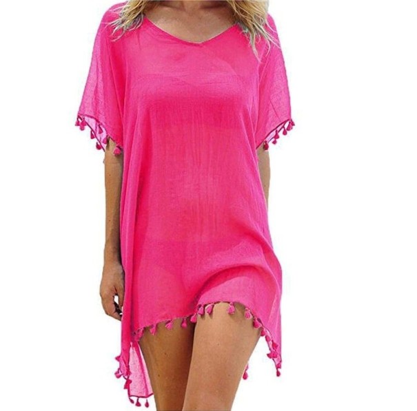 Vestido transparente de mujer P262 rosa oscuro