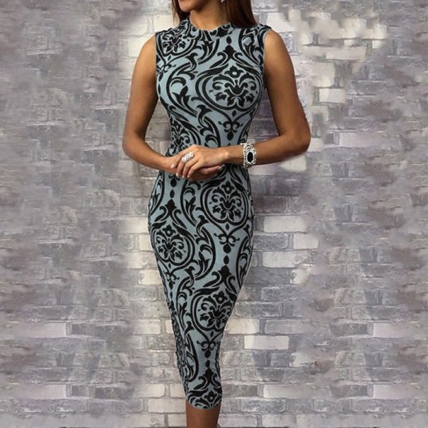 Vestido tubo con adornos azul claro XL