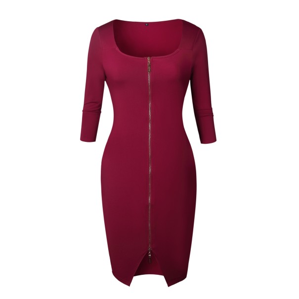 Vestido tubo con cremallera para mujer burdeos M