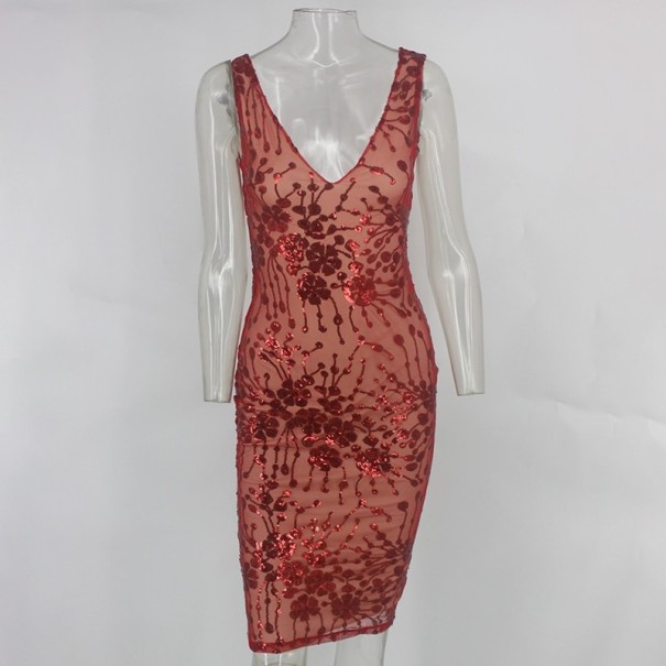 Vestido tubo sin tirantes A1 rojo S