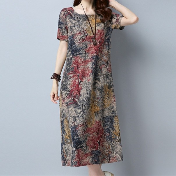 Vestido túnica estampado mujer rojo L