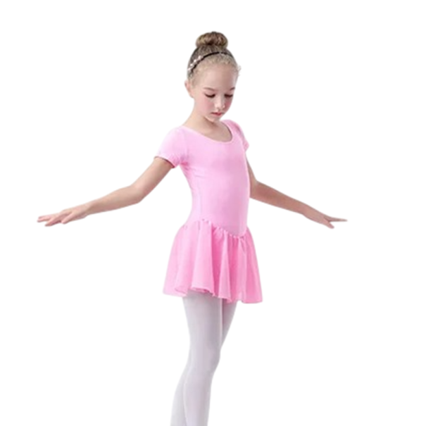 Vestidos de ballet para niñas con manga corta y falda de tul de algodón y elastano para danza, ballet y actuaciones rosa 8