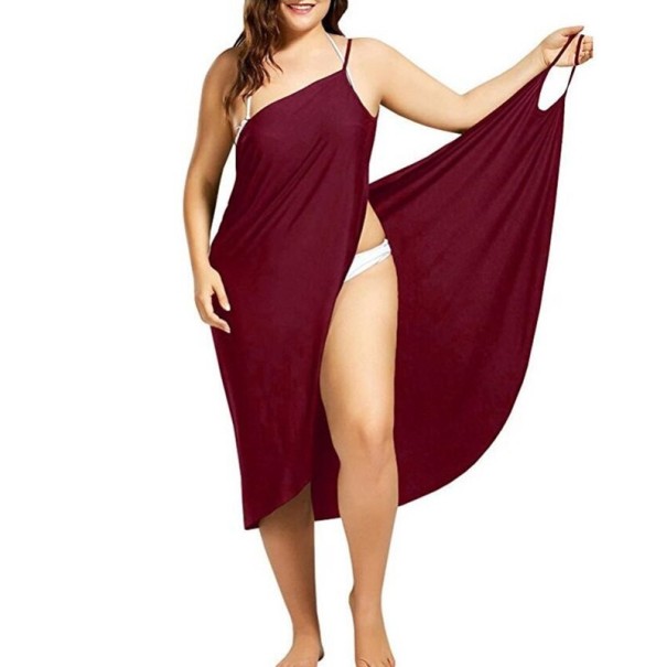 Vestidos de praia femininos borgonha 4XL