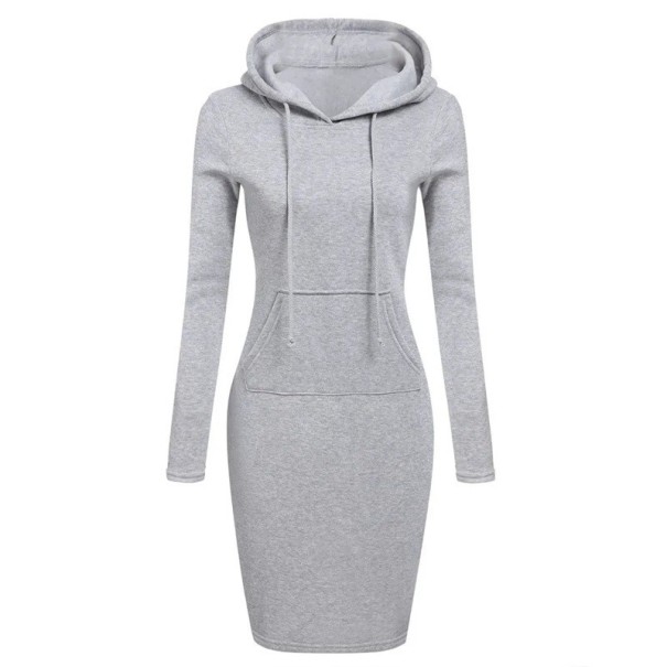 Vestidos de sudadera con capucha y bolsillo canguro Corte deportivo holgado Manga larga Material suave Para casa y fuera Otoño primavera Outfit streetwear gris M