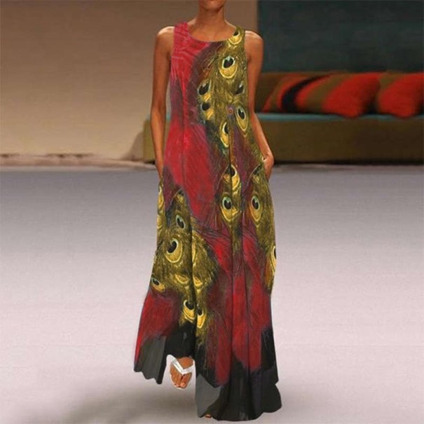 Vestidos largos con estampado de pavo real XL 6 Vestidos largos con estampado de pavo real XL 6