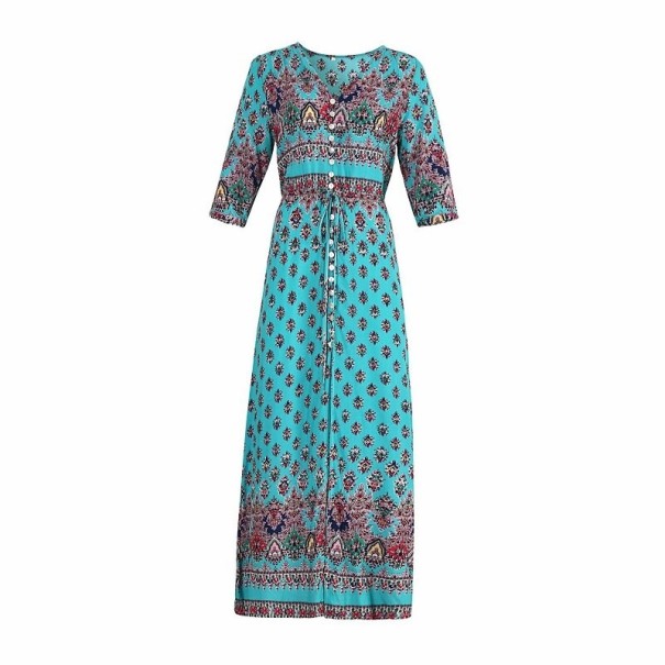 Vestidos longos femininos com padrão turquesa L