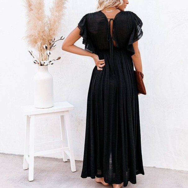 Vestidos maxi de verão para senhora P791 preto