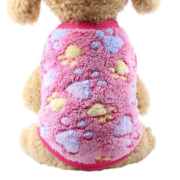 Vestito invernale per cani XS 1–1,5 kg 30 cm torace 20 cm schiena Giacchino rosa con zampe blu e gialle Tuta calda e morbida per cani di piccola 1