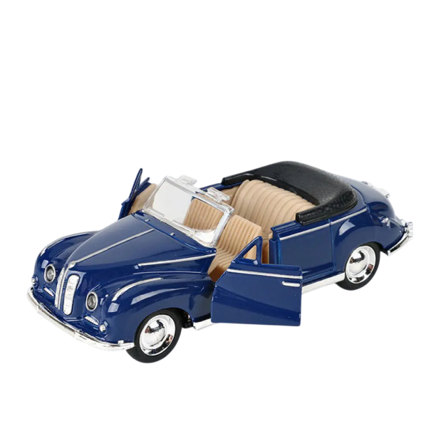 Veteránský model auta 1:32 13 x 5 x 3,5 cm Slitinové retro autíčko Otevírací střecha historický vůz hračka pro děti Sběratelský model modrá