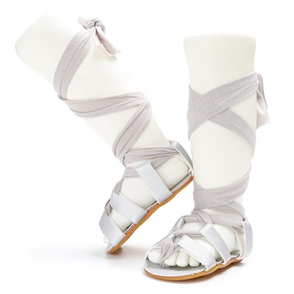 Vetersandalen voor meisjes zilver 18