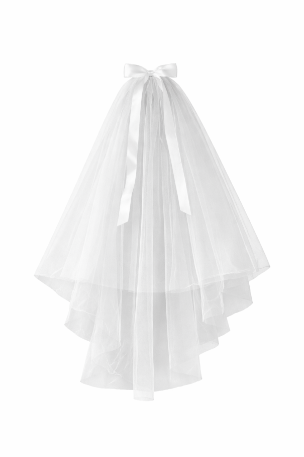 Véu de noiva de tule branco com laço Acessório de cabelo elegante e leve para despedida de solteira 1