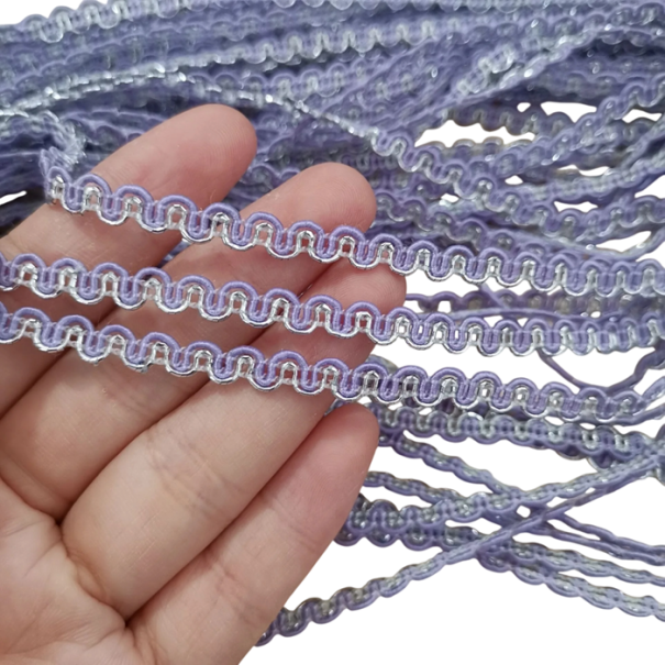 Vevet dekorativ bånd 5 mm x 4,6 m Polyester lace bånd Ric Rac bånd til syning dekoration af tøj scrapbooking DIY dekorationer lyslilla