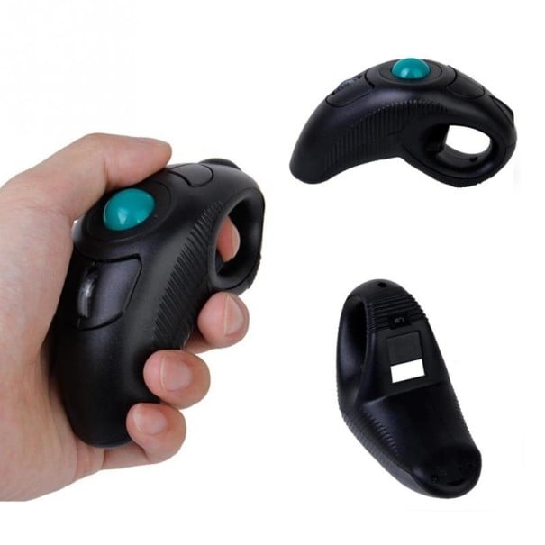 Vezeték nélküli egér trackballal kézben tartva számítógéphez és laptophoz Hüvelykujj vezérlés USB vevő 2,4 GHz Hatótávolság 10-15 m Felbontás 1000 DPI 1