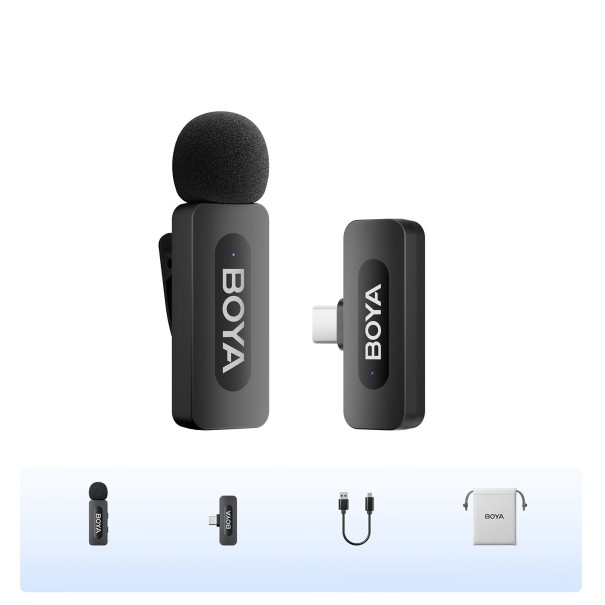 Vezeték nélküli hajtókára akasztható mikrofon Androidhoz USB-C csatlakozóval, 10 m hatótávolság, 10 órás akkumulátor-üzemidő, Plug and Play, DSP 1