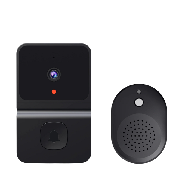 Vezeték nélküli kültéri csengő HD kamerával Wi-Fi videó kaputelefon kaputelefon otthoni videó kaputelefon kültéri kaputelefon Vizuális csengő, kamerával és kétirányú kommunikációval fekete