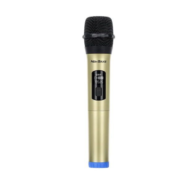 Vezeték nélküli mikrofon kijelzővel UHF átvitel DSP chip 6,35 mm-es csatlakozó Cserélhető akkumulátor LCD kijelző Plug and Play mikrofon karaoke-hoz arany