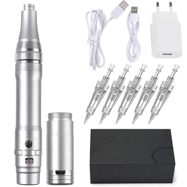 Vezeték nélküli tartós sminkgép 14 x 2 cm 22000-35000 rpm 3 sebesség Microblading állítható löket 0-2,5 mm EU dugó ezüst
