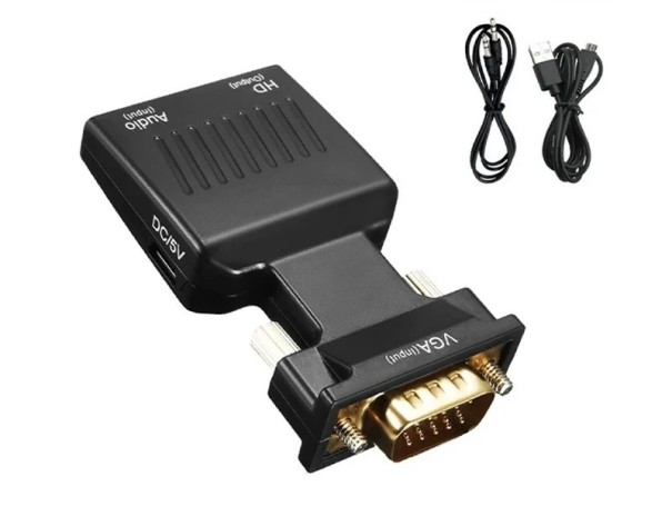 VGA to HDMI Converter with USB Power Audio Input Video and Sound Adapter for PC Laptop Monitor TV Projector Full HD 1