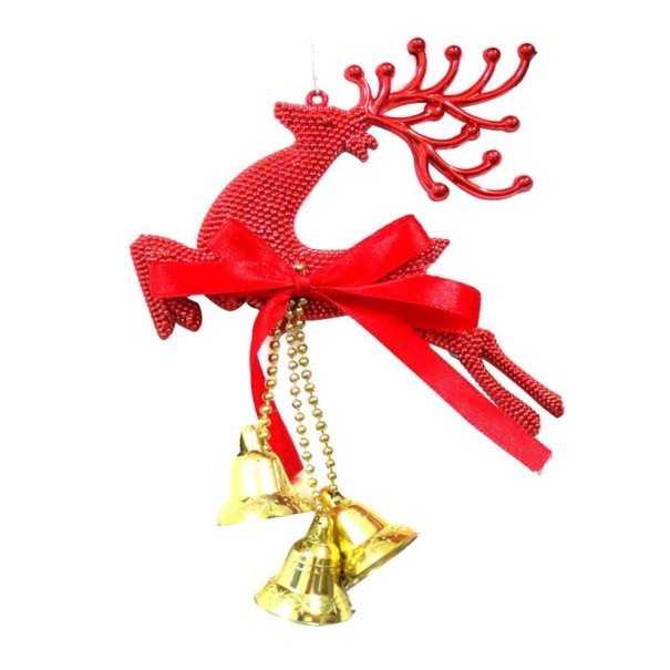 Vianočná ozdoba jeleň sa zvončeky červená