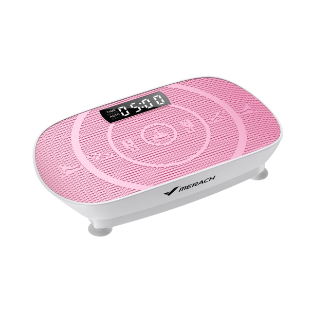 Vibrační podložka s LED displejem 51,56×28,7×11,94 cm nastavitelná rychlost nosnost 150 kg fitness platforma pro domácí cvičení růžová