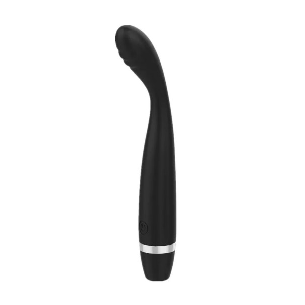 Vibrador compacto com cabeça curva, 7 modos de vibração, macio e flexível, carregamento USB, para estimulação direcionada, Embalagem discreta preto