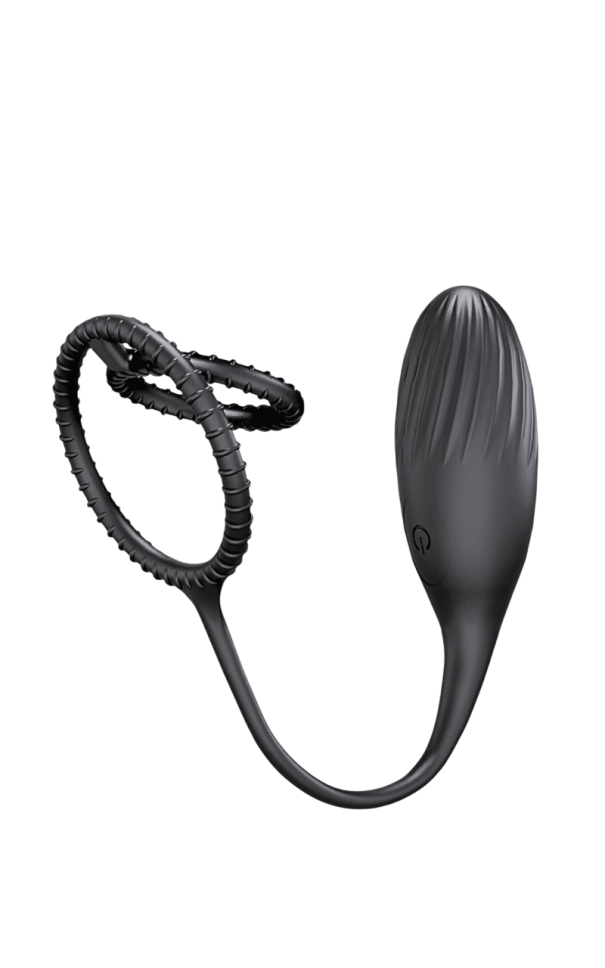 Vibrador em silicone para massagem da próstata e zonas íntimas com 2 anéis de constrição, adequado para ele e para ela, embalagem discreta 1