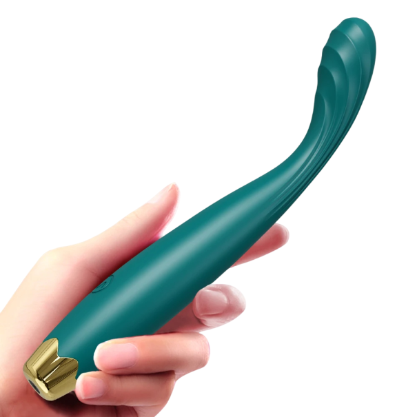 Vibrateur en silicone 17,5x2 cm avec tête réaliste et corps flexible avec 10 modes de vibration et chargement par USB emballage discret vert