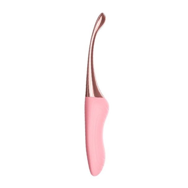 Vibrator cu două fețe 17,5x2,5 cm cu două capete diferite și un mâner moletat ergonomic, ambalaj discret roz