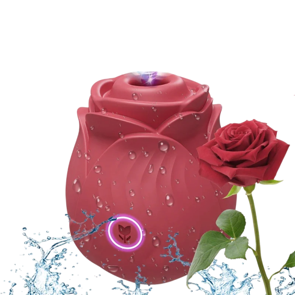 Vibrator roșu în formă de floare cu efect de suctiune puternic și încărcare USB pentru stimulare intensă ambalaj discret 1