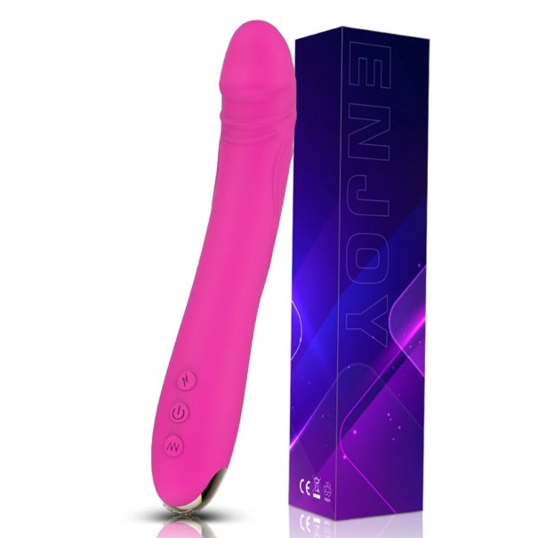Vibratore in silicone con testa realistica di un vero pene, forma adattabile, 10 modalità di vibrazione, ricarica USB e confezione discreta rosa