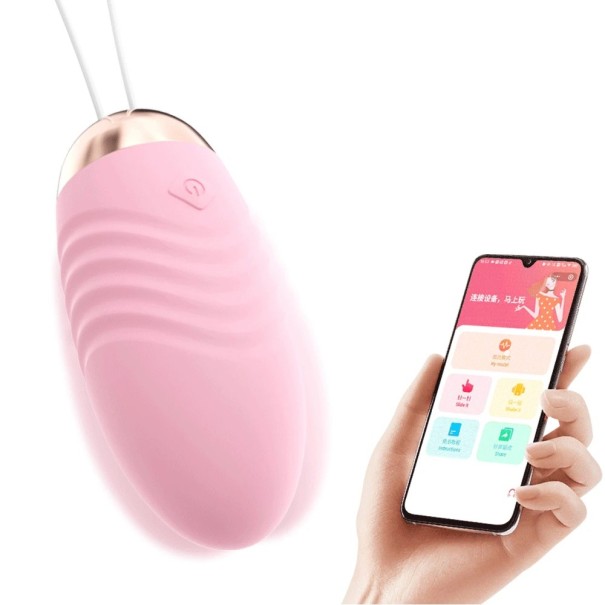 Vibrerande ägg med mobilapp, 10 vibrationslägen, 6 kontrolllägen, dragsladd, USB-laddning, diskret förpackning rosa