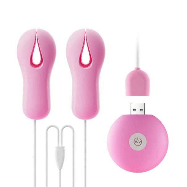 Vibrerende brystvorteklips i silikone med fjernbetjening formet som tapper, 10 vibrationstilstande, vandtæt, diskret emballage rosa