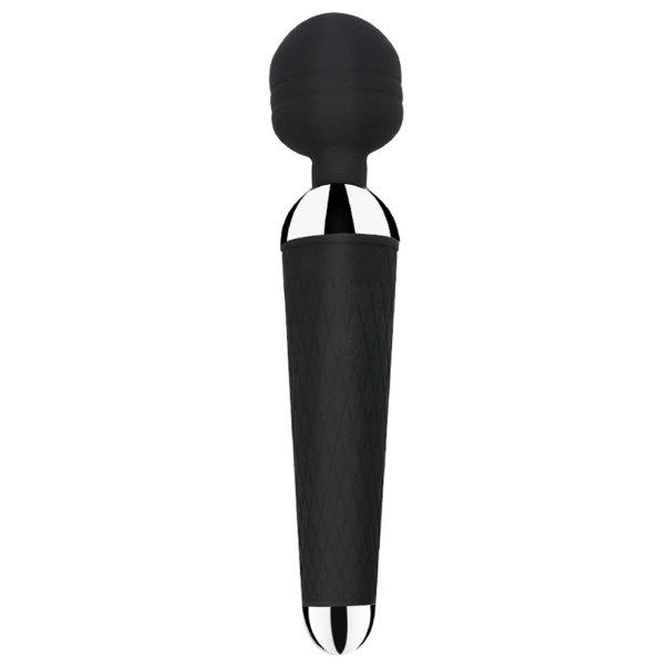 Vibromasseur étanche Magic Wand avec moteur puissant, 10 vitesses, 4 niveaux d'intensité et chargement USB Emballage discret noir