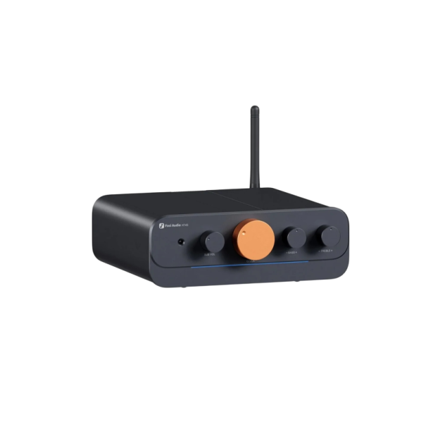 Vícekanálový zesilovač Fosi Audio HT4S 4kanálový s Bluetooth dálkovým ovládáním a LED podsvícením pro domácí kino i venkovní reproduktory oranžová