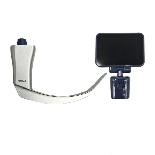 Videolaryngoskop MAC4 pro větší dospělé pacienty Lžíce 16,08 cm Kanyly 7,5 až 10 mm Otočný displej 3 palce s nahráváním videa Stříbrný 1