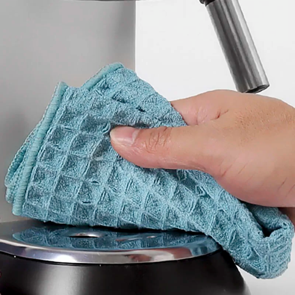 Vierkante schoonmaakdoek voor de bar 30 x 30 cm Duurzame doek van microvezel van polyestervezels voor het polijsten en drogen van glas en oppervlakken blauw