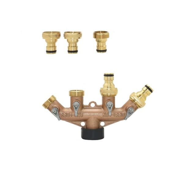 Vierwege-Wasserhahnverteiler aus Messing 5
