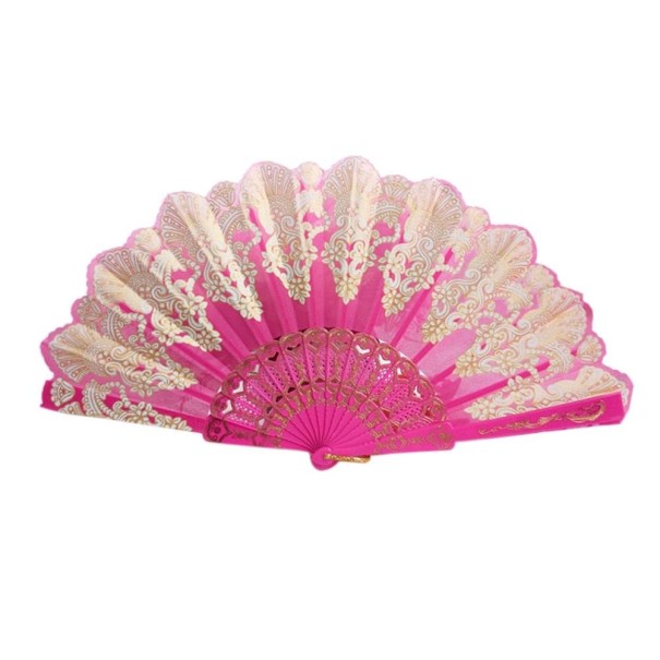 Vifte med guldornamentik rosa